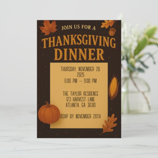 Elegant Thanksgiving Inbeluitnodiging Kaart (Staand voorkant)