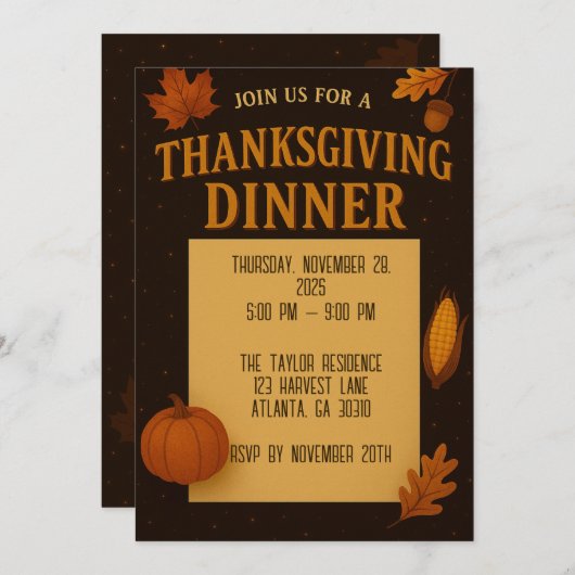 Elegant Thanksgiving Inbeluitnodiging Kaart (Voorkant / Achterkant)