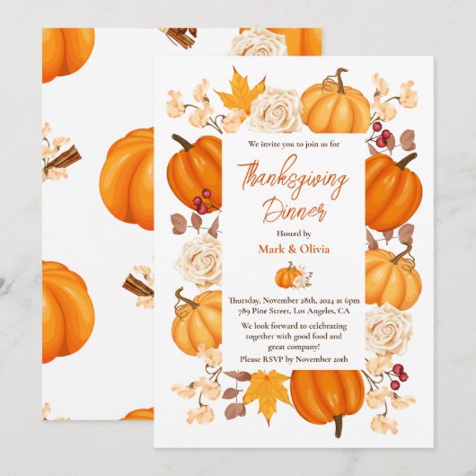 Elegant Thanksgiving Inbeluitnodiging Kaart (Voorkant / Achterkant)