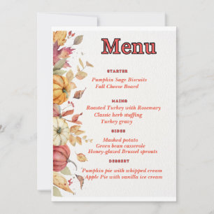 Elegant Thanksgiving menu Kaart