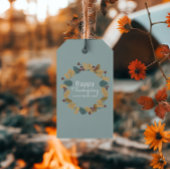 Elegant Thanksgiving Pear Wreath Illustratie Cadeaulabel