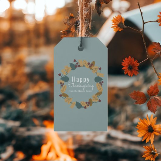 Elegant Thanksgiving Pear Wreath Illustratie Cadeaulabel