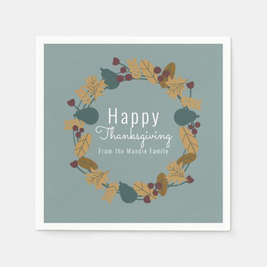 Elegant Thanksgiving Pear Wreath Illustratie Servet (Voorkant)