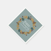 Elegant Thanksgiving Pear Wreath Illustratie Servet (Hoek)