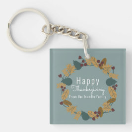 Elegant Thanksgiving Pear Wreath Illustratie Sleutelhanger