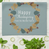 Elegant Thanksgiving Pear Wreath Illustratie Theedoek (Gevouwen)