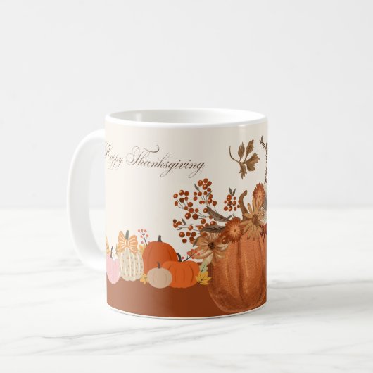 Elegant Thanksgiving Pumpkin Art Koffiemok (Voorkant links)