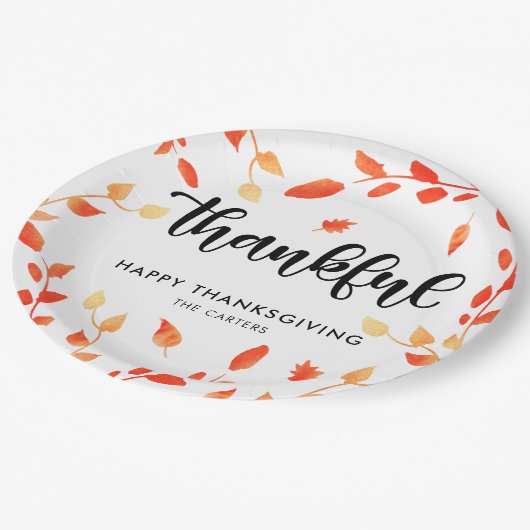 Elegant Thanksgiving Thankful Herfst Foliage Moder Papieren Bordje (Gekanteld)