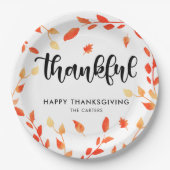 Elegant Thanksgiving Thankful Herfst Foliage Moder Papieren Bordje (Voorkant)