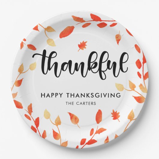 Elegant Thanksgiving Thankful Herfst Foliage Moder Papieren Bordje (Voorkant)