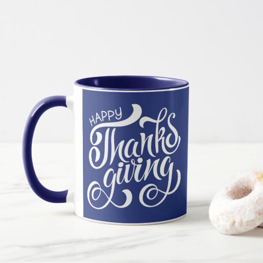 Elegant Thanksgiving Typografie Mok (Met donut)