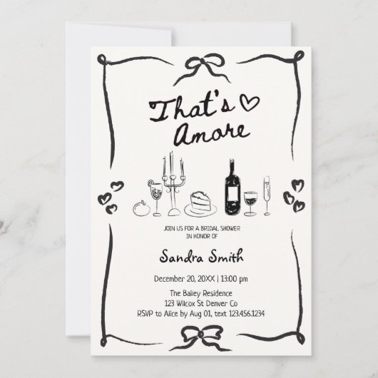 Elegant That's Amore Hand Drawn Bridal Shower Kaart (Voorkant)