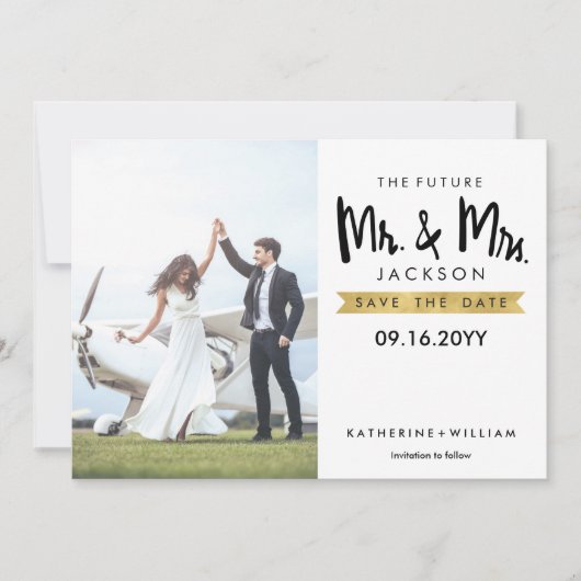 Elegant The Future Mr en Mrs Save the Date Card (Voorkant)