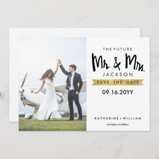 Elegant The Future Mr en Mrs Save the Date Card (Voorkant / Achterkant)