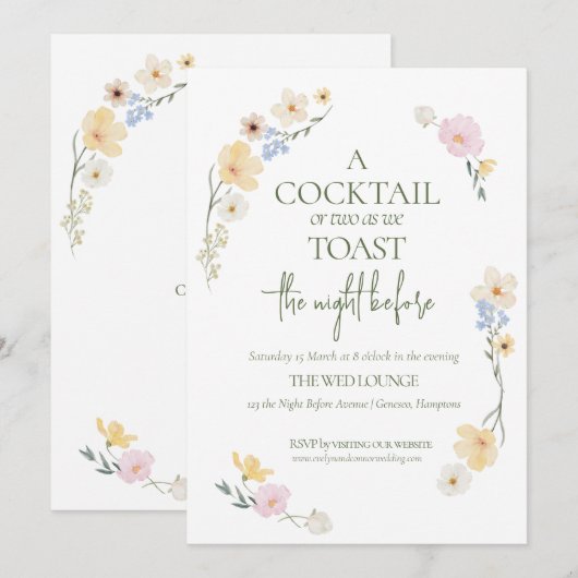 Elegant The Night Before Boho Wildflowers Wedding Feestdagenkaart (Voorkant / Achterkant)