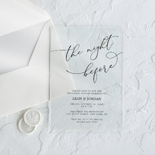 Elegant The Night before Wedding Rehearsal Dinner Acryl Uitnodigingen