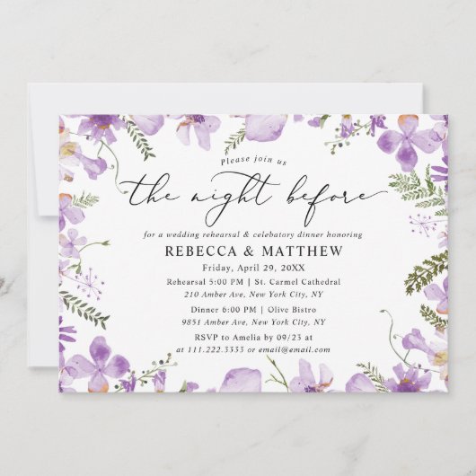 Elegant The Night before Wedding Rehearsal Dinner Kaart (Voorkant)