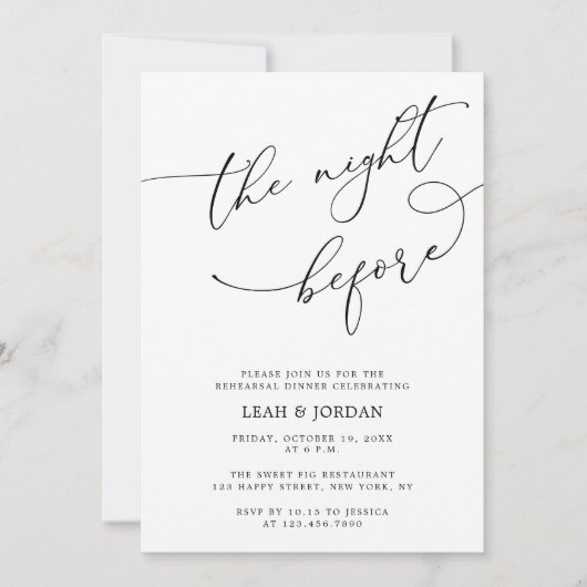Elegant The Night before Wedding Rehearsal Dinner Kaart (Voorkant)