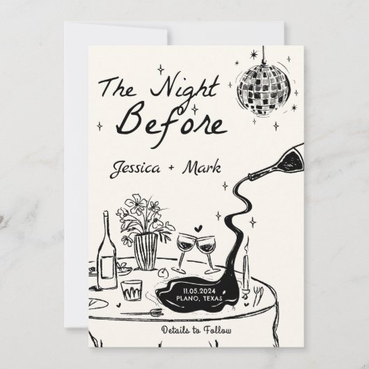 Elegant The Night before Wedding Rehearsal Dinner Kaart (Voorkant)