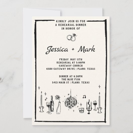 Elegant The Night before Wedding Rehearsal Dinner Kaart (Achterkant)