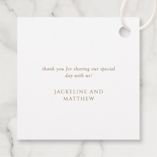 Elegant "The Wedding of", Gold Calligraphy Wedding Bedankjes Labels (Achterkant)