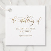 Elegant "The Wedding of", Gold Calligraphy Wedding Bedankjes Labels (Voorkant)