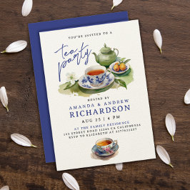 Elegant  Thee Tijd Cups Tuin Feest Kaart