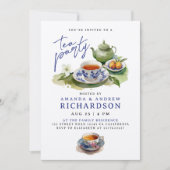 Elegant  Thee Tijd Cups Tuin Feest Kaart (Voorkant)