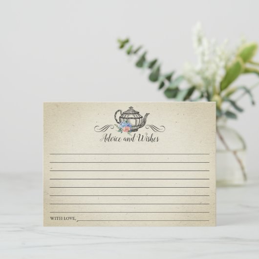 Elegant theekransje in vintage stijl advieskaart (Staand voorkant)