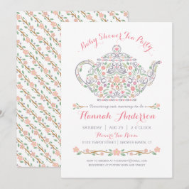 Elegant Theepartij Meisje Baby Shower • Theepot Kaart
