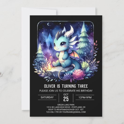 Elegant Theme Dragon Verjaardag Kaart (Voorkant)