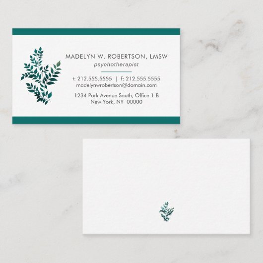 Elegant Therapeut Groen Plant Visitekaartje (Voorkant / Achterkant)