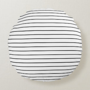 Elegant Thin Black White Stripes Round Pillow Rond Kussen