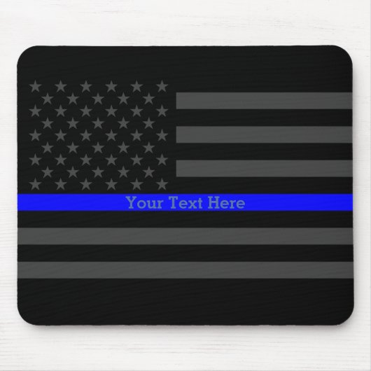 Elegant Thin Blue Line Persoonlijk Zwarte Amerikaa Muismat (Voorkant)
