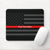Elegant Thin Red Line Persoonlijk Zwarte Amerikaan Muismat (Met muis)