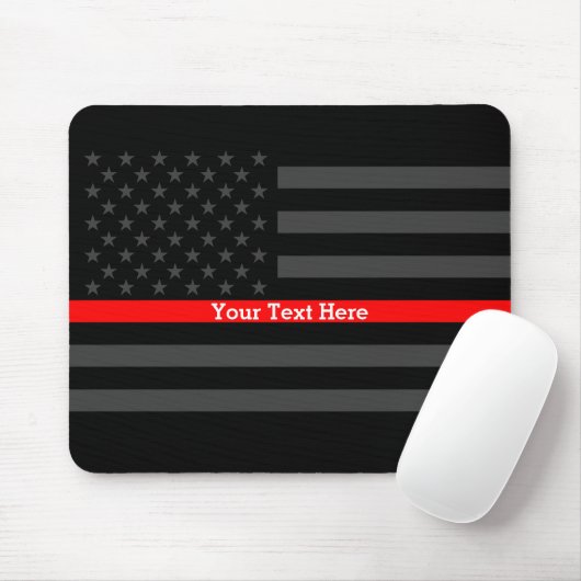 Elegant Thin Red Line Persoonlijk Zwarte Amerikaan Muismat (Met muis)