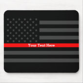 Elegant Thin Red Line Persoonlijk Zwarte Amerikaan Muismat (Voorkant)