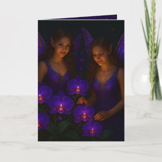 Elegant Thinking of You Purple Orchid Fairy Kaart