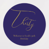 Elegant Thirty 30th Birthday Food & Drink Labels (Design 1)