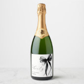 Elegant Thirty Script Bow 40th Birthday Party Sparkling Wijnetiket (Voorkant)