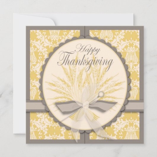 Elegant Thistle and Wheat Thanksgiving Kaart (Voorkant)