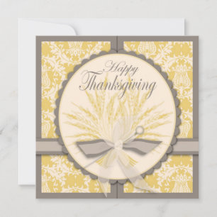 Elegant Thistle and Wheat Thanksgiving Kaart