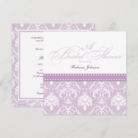 Elegant Thistle Paars damask Vrijgezellenfeest Kaart (Voorkant / Achterkant)