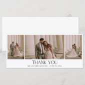 Elegant Three Photo Collage Wedding Hartelijk dank (Voorkant / Achterkant)