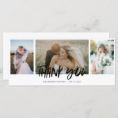 Elegant Three Photo Collage Wedding Hartelijk dank (Voorkant / Achterkant)