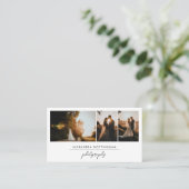 Elegant Three Photo Collage Wedding Photography Visitekaartje (Staand voorkant)