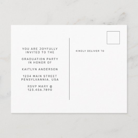 Elegant Three Photo Minimalist Afstuderen Aankondigingskaart (Achterkant)