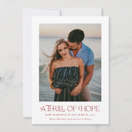 Elegant Thrill of Hope Announce Zwangerschap Foto Feestdagenkaart (Voorkant)
