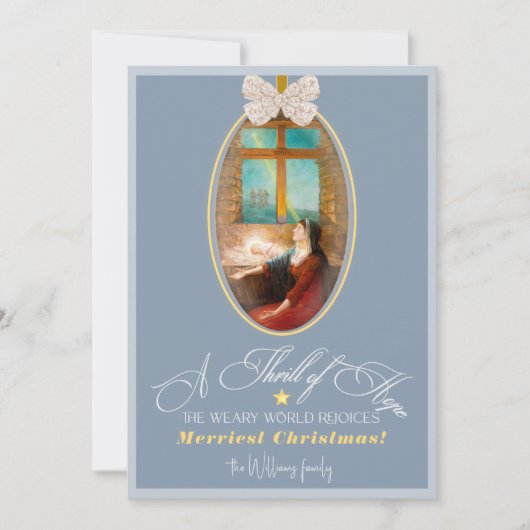 Elegant Thrill of Hope Dusty Blue Photo Christmas Feestdagenkaart (Voorkant)