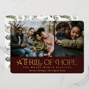 Elegant Thrill of Hope Maroon Two Folie Feestdagenkaart